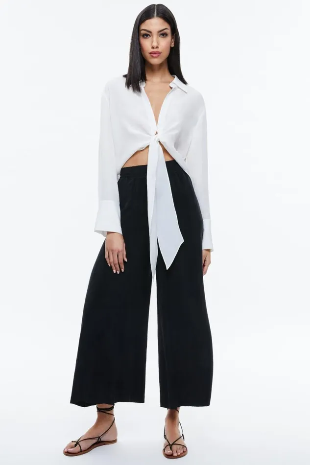 Alice Olivia Kenley Palazzo Cropped Pant Black Women Pants