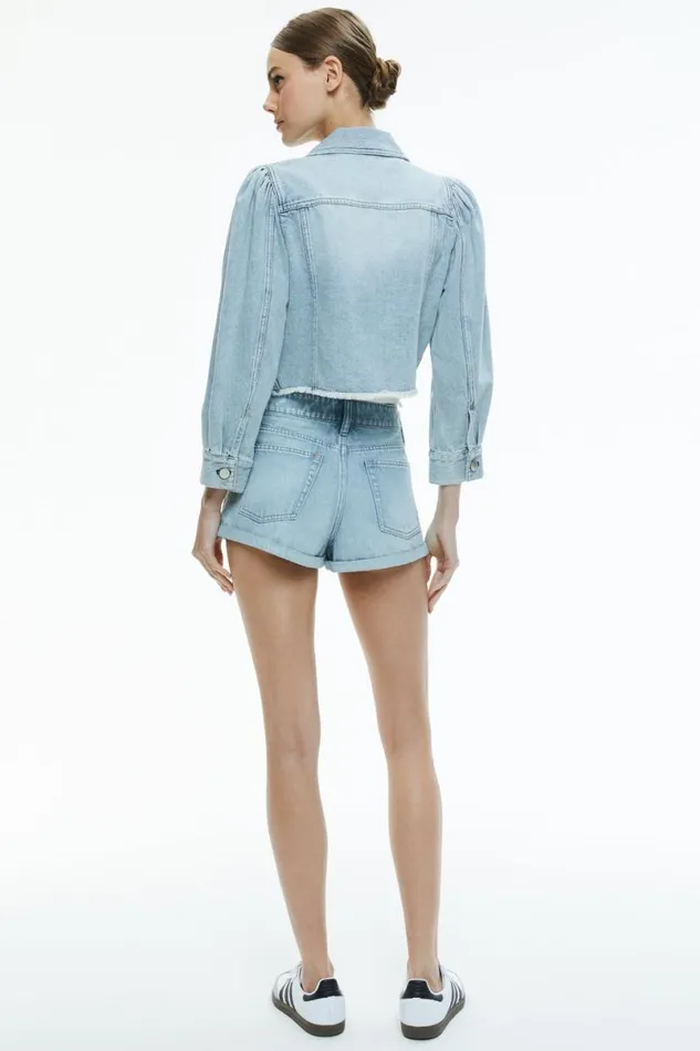 Alice Olivia Lana Denim Jacket Rockstar Blue Women Outerwear