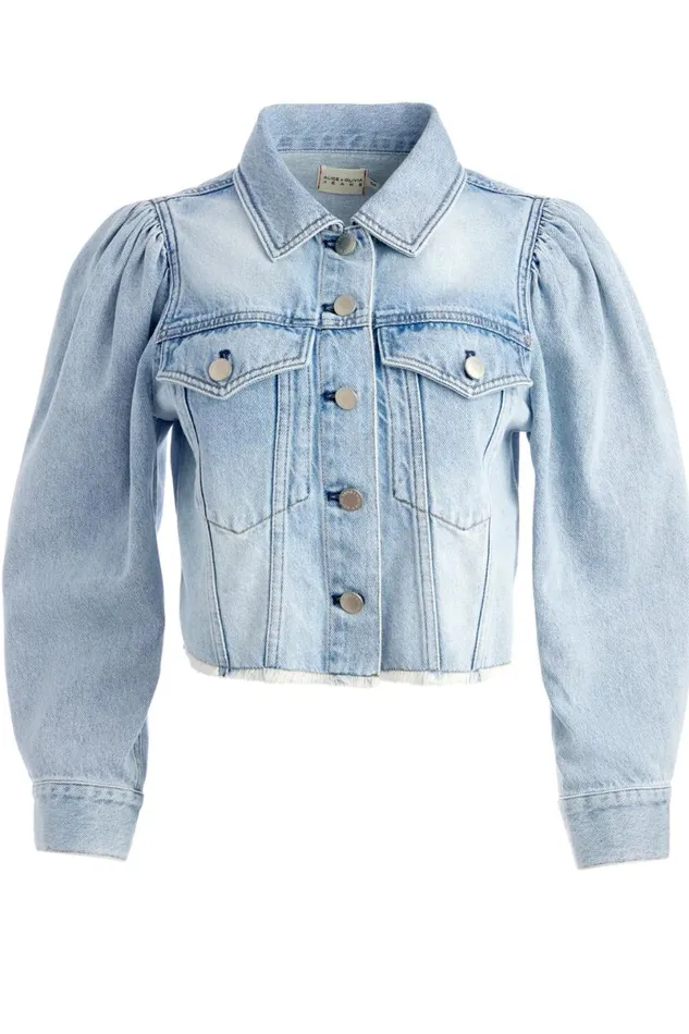 Alice Olivia Lana Denim Jacket Rockstar Blue Women Outerwear