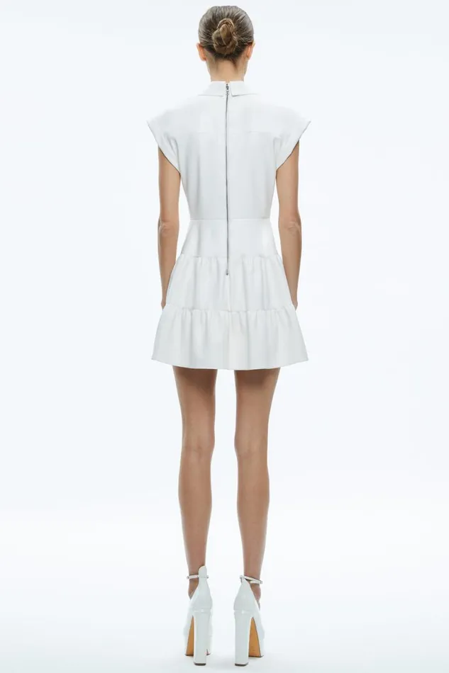 Alice Olivia Mila Vegan Mini Dress Off White Women Dresses