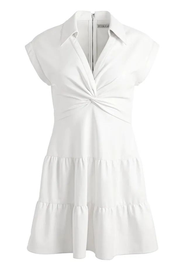 Alice Olivia Mila Vegan Mini Dress Off White Women Dresses