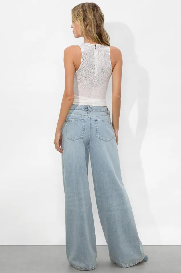 Alice Olivia Pania Embellished Top Off Whitecrystal Women Tops
