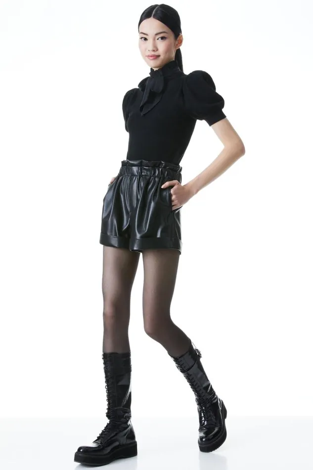 Alice Olivia Reagan Vegan Short Black Women Shorts