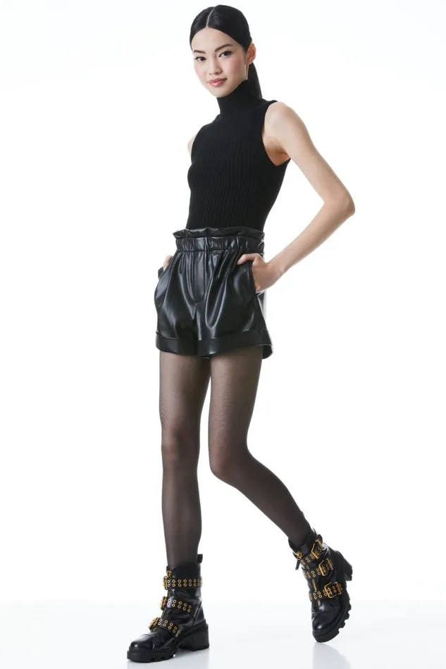 Alice Olivia Reagan Vegan Short Black Women Shorts