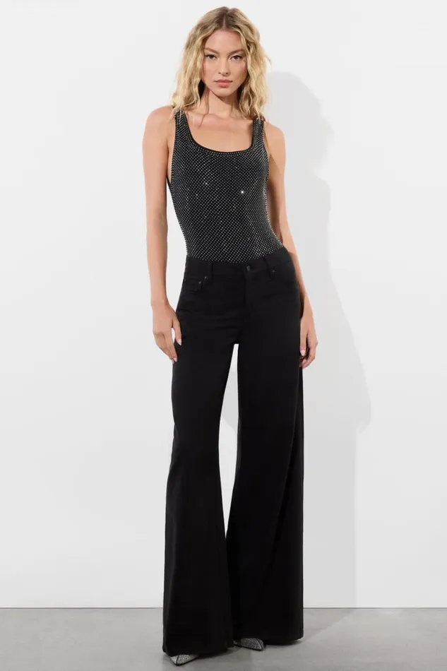 Alice Olivia Remy Bodysuit Blacksilver Women Tops