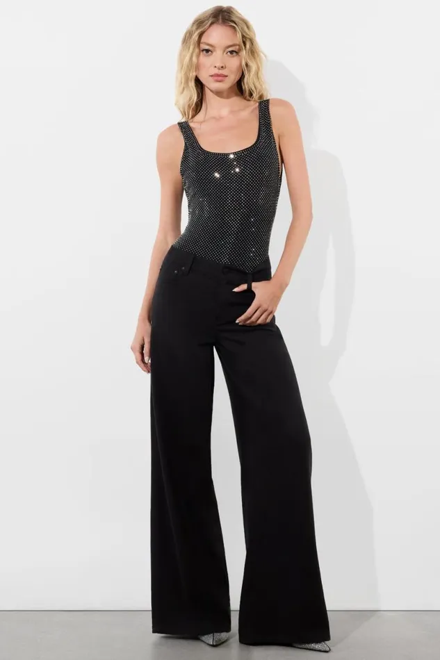 Alice Olivia Remy Bodysuit Blacksilver Women Tops