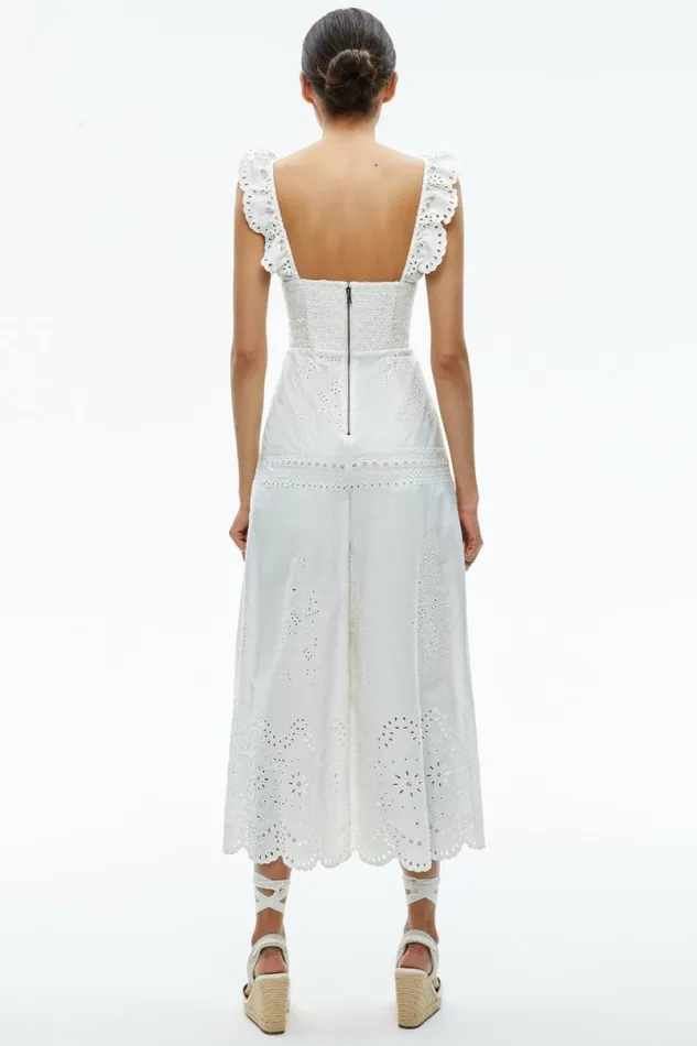 Alice Olivia Rosina Tie Front Cutout Jumpsuit Off White Women Jumpsuits