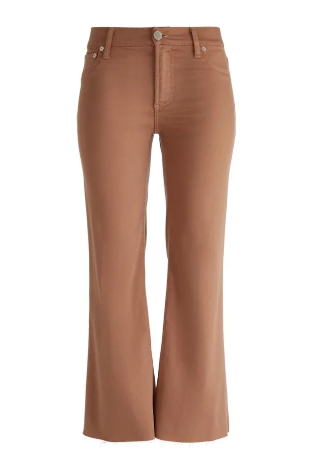 Alice Olivia Roxie Low Rise Straight Flare Cropped Jean Camel Women Pants