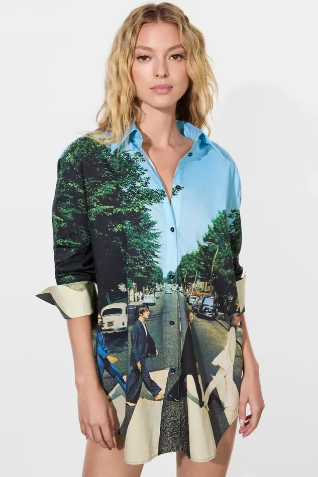 Alice Olivia The Beatles Finely Button Down Abbey Road Women Tops