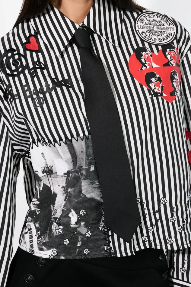 Alice Olivia The Beatles Pam Embroidered Blouse Blackoff White Women Tops