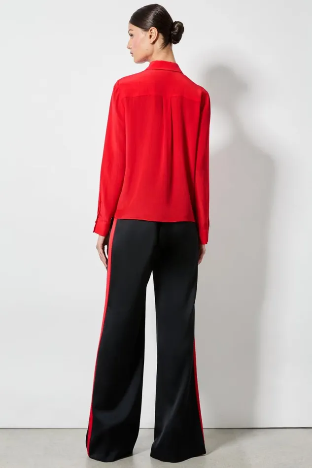 Alice Olivia Willa Placket Top Bright Ruby Women Tops