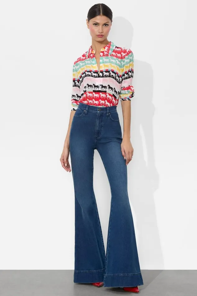 Alice Olivia Willa Placket Top Stallion Women Tops