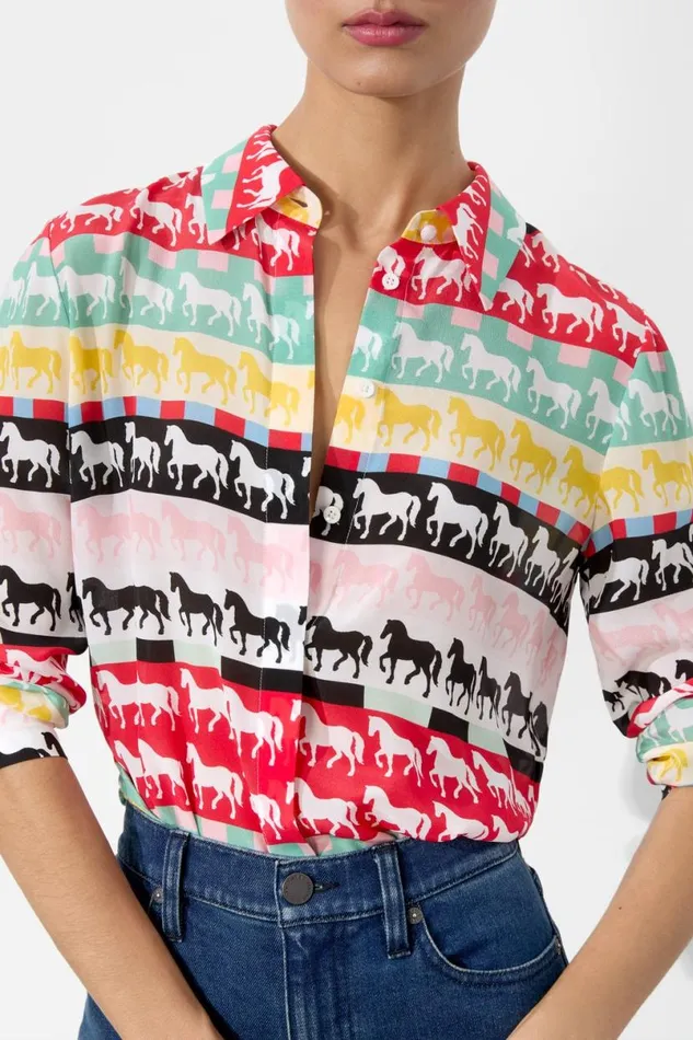 Alice Olivia Willa Placket Top Stallion Women Tops