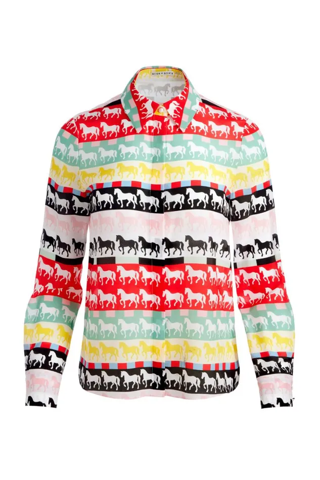 Alice Olivia Willa Placket Top Stallion Women Tops