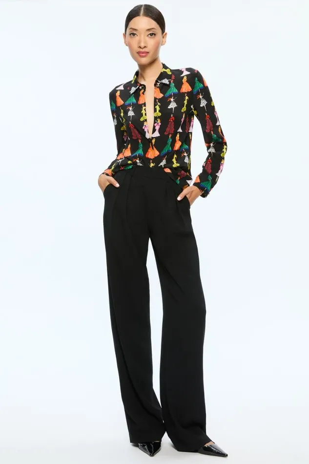 Alice Olivia Willa Staceface Top Romantic Stace Black Women Tops