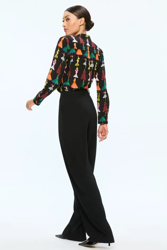 Alice Olivia Willa Staceface Top Romantic Stace Black Women Tops