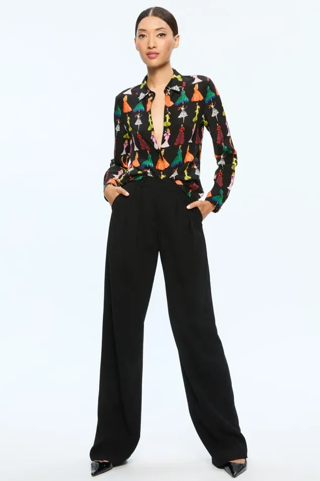 Alice Olivia Willa Staceface Top Romantic Stace Black Women Tops