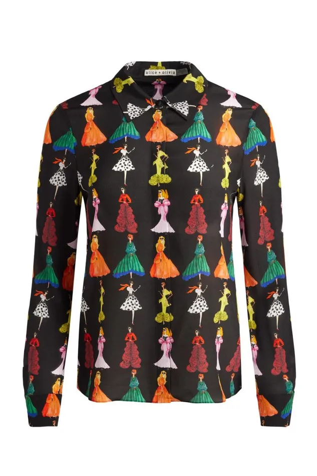 Alice Olivia Willa Staceface Top Romantic Stace Black Women Tops