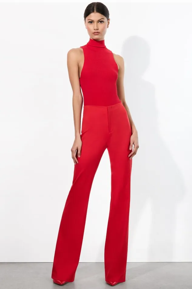 Alice Olivia Yuki Trouser Bright Ruby Women Pants