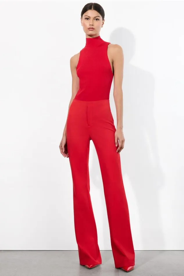 Alice Olivia Yuki Trouser Bright Ruby Women Pants