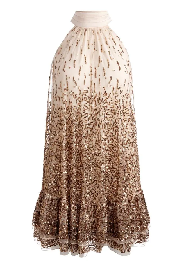 Alice Olivia Zenon Cape Mini Dress Pearl Blushrose Gold Women Dresses