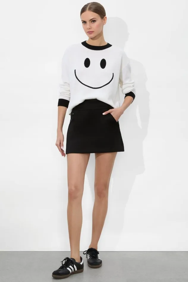 Alice Olivia Ziggy Pullover Soft Whiteblack Women Sweaters