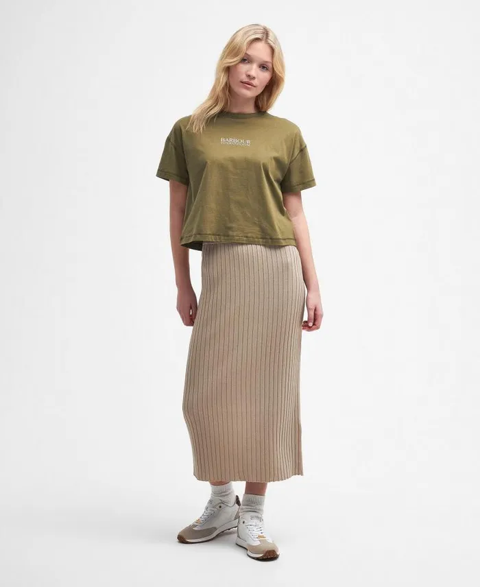 Alicia Knitted Midi Skirt Classic Beige Women Barbour Dresses and Skirts