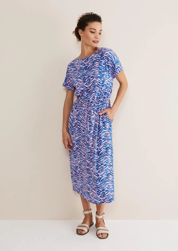 Alina Zebra Print Jersey Dress Pinkblue Women Phase Eight Dresses