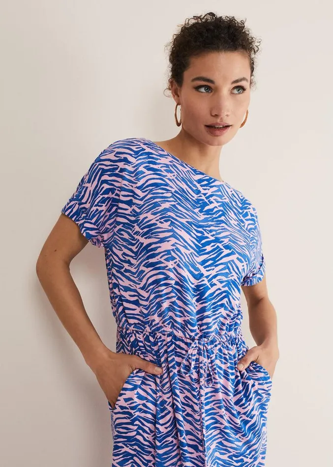 Alina Zebra Print Jersey Dress Pinkblue Women Phase Eight Dresses