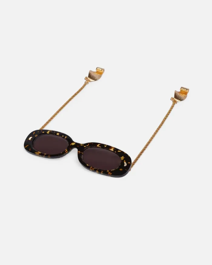 Aliza Charm BioPlastic Oval Sunglasses Leopard WomenMen Nanushka Eyewear