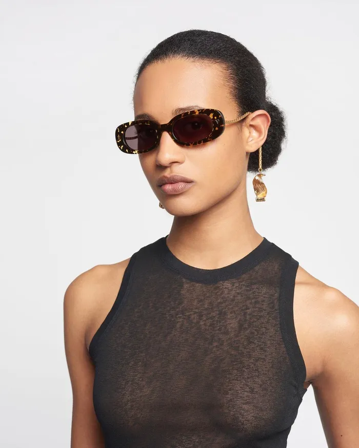 Aliza Charm BioPlastic Oval Sunglasses Leopard WomenMen Nanushka Eyewear
