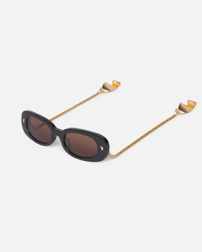 Aliza Charm BioPlastic Oval Sunglasses Off Black WomenMen Nanushka Eyewear