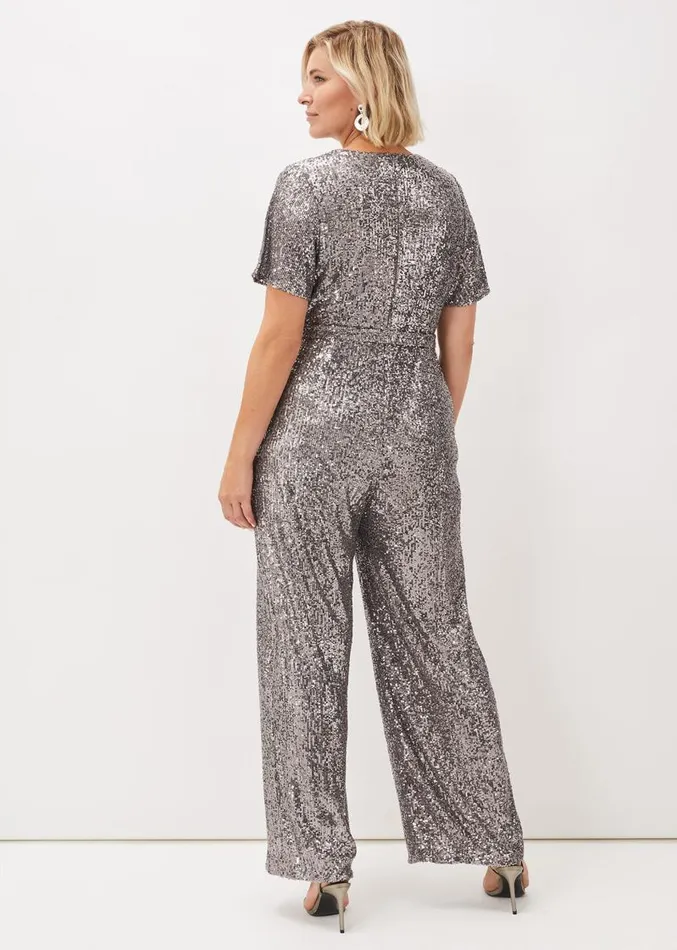 Allesandra Sequin Jumpsuit Pewter Women Phase Eight Dresses