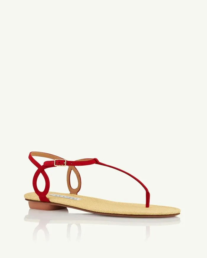 Almost Bare Sandal Flat Red Women Aquazzura Sandals