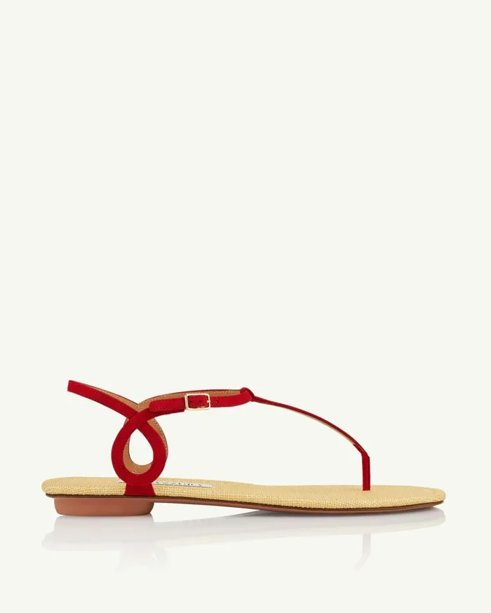 Almost Bare Sandal Flat Red Women Aquazzura Sandals Almost Bare Sandal Flat Red Women Aquazzura Sandals