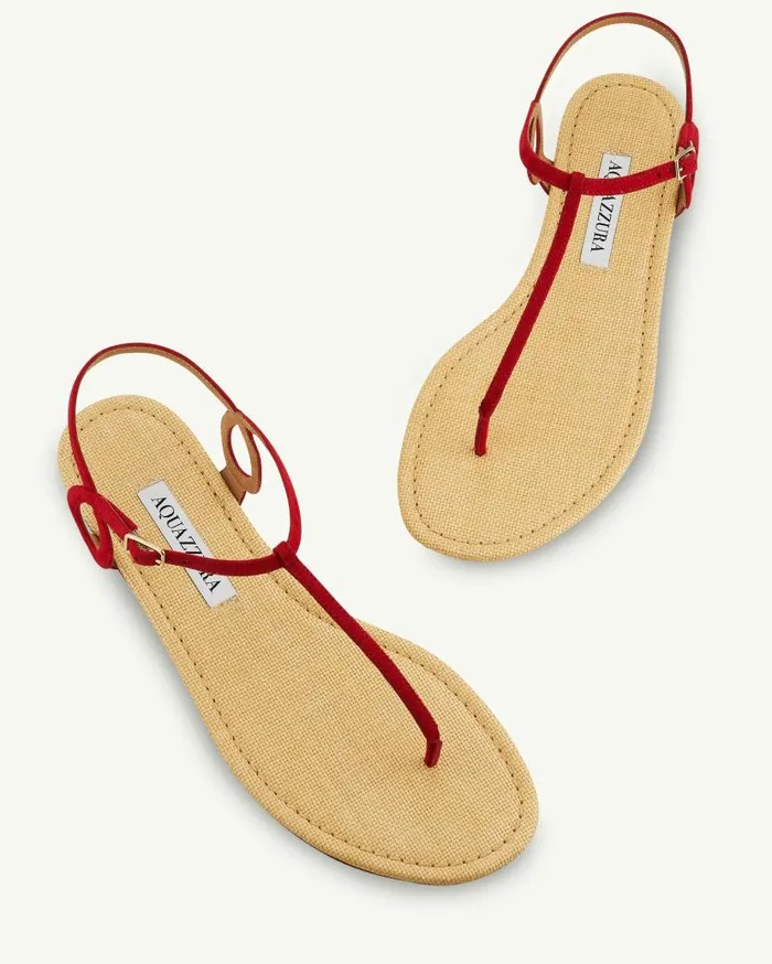 Almost Bare Sandal Flat Red Women Aquazzura Sandals Almost Bare Sandal Flat Red Women Aquazzura Sandals