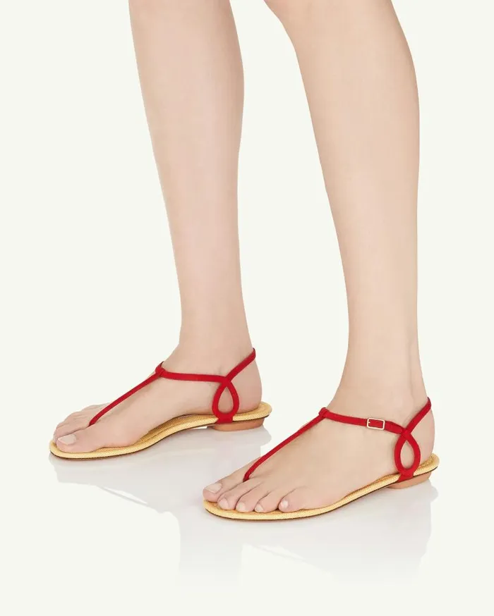 Almost Bare Sandal Flat Red Women Aquazzura Sandals Almost Bare Sandal Flat Red Women Aquazzura Sandals