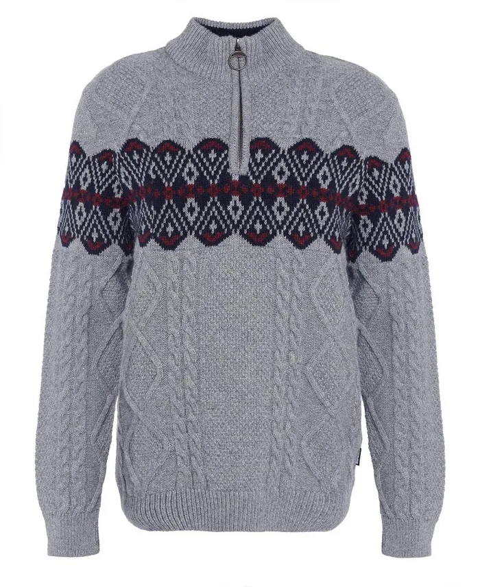 Alwinton HalfZip Jumper Grey Marl Men Barbour Jumpers