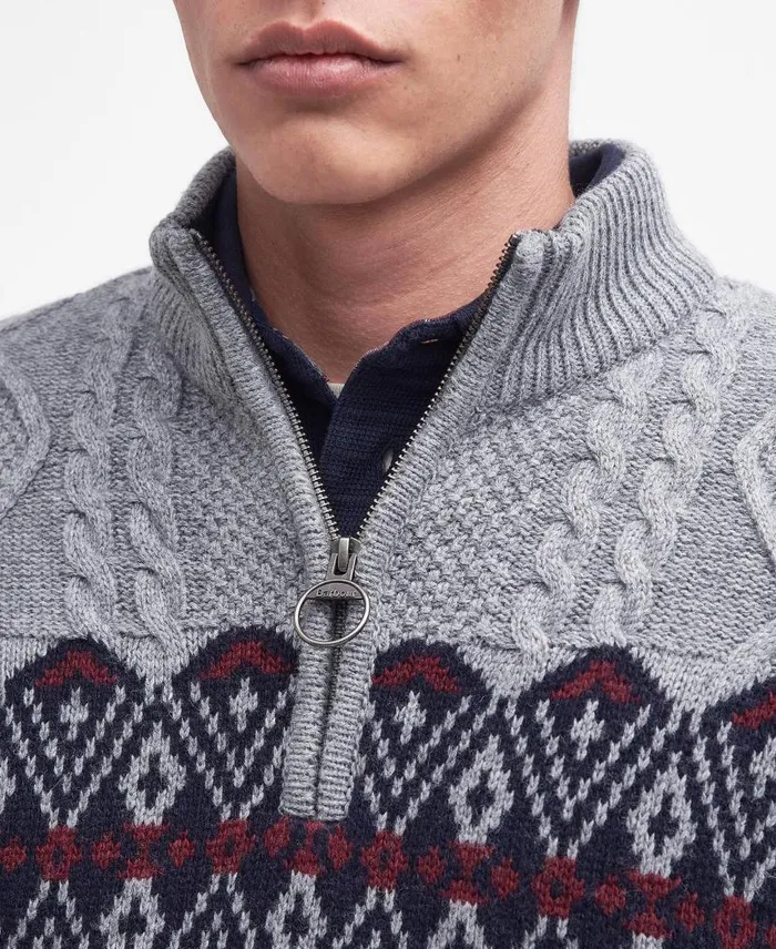 Alwinton HalfZip Jumper Grey Marl Men Barbour Jumpers