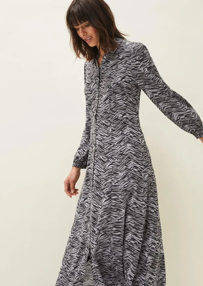 Amari Zebra Print Midaxi Dress Multicoloured Women Phase Eight Dresses