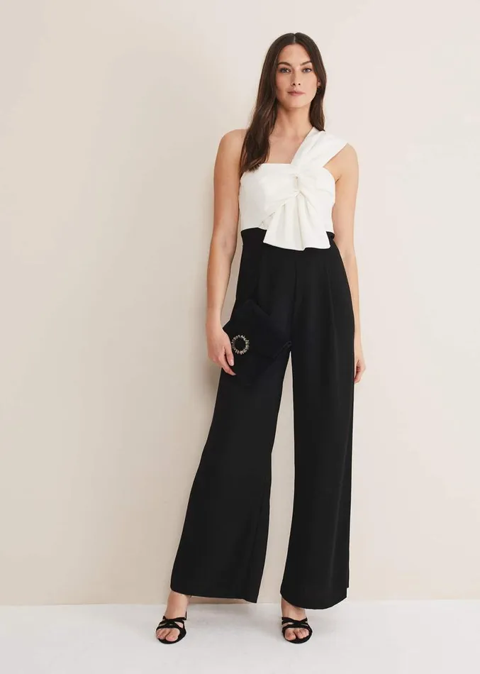 Amethyst Bandeau Jumpsuit Oysterblack Women Phase Eight Dresses