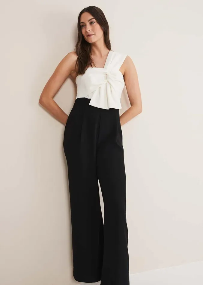 Amethyst Bandeau Jumpsuit Oysterblack Women Phase Eight Dresses