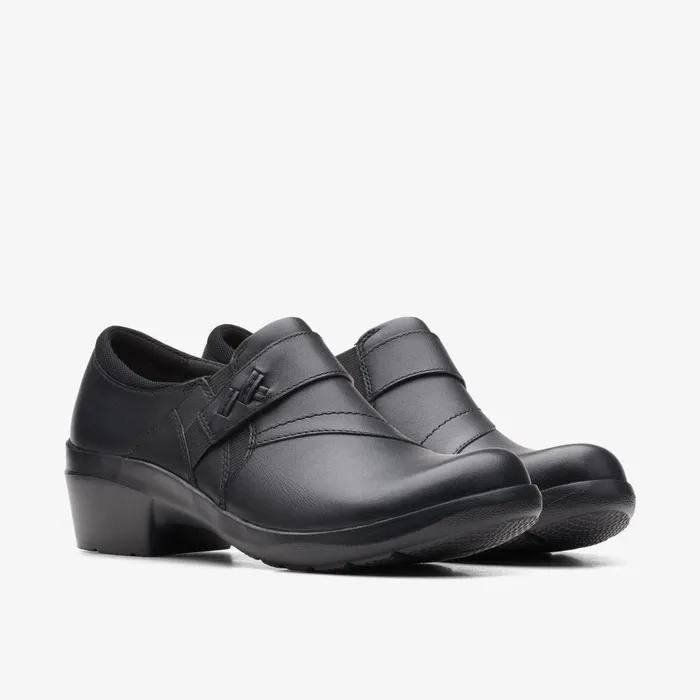 Angie Pearl Black Leather Women Clarks Clogs and Mules Angie Pearl Black Leather Women Clarks Clogs and Mules