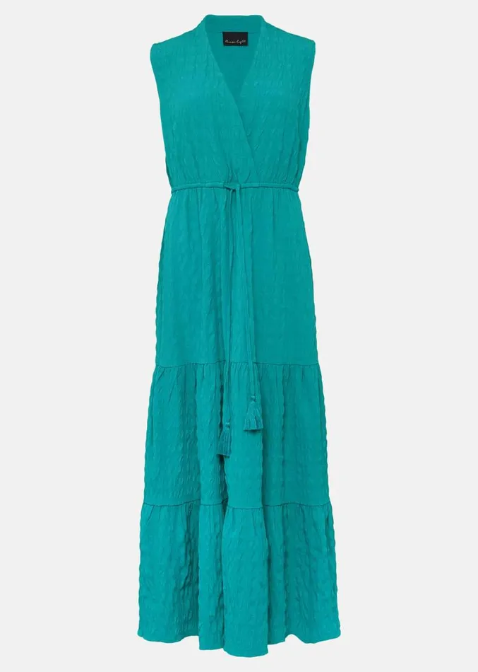 Anika Textured Sleeveless Midi Dress Turquoise Women Phase Eight Dresses