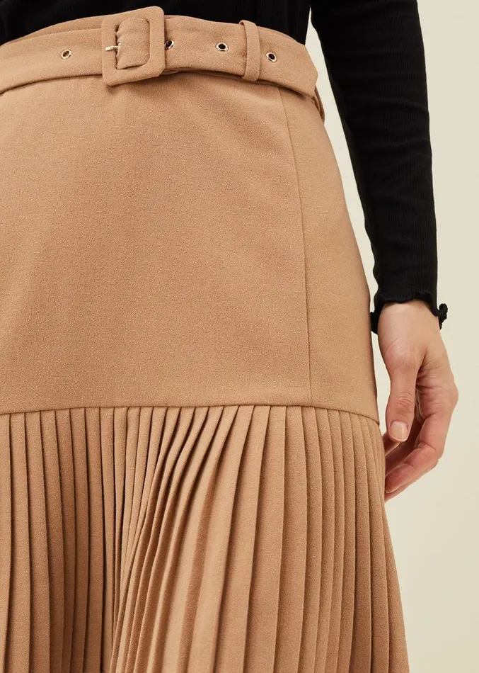 Annabel Pleated Mini Skirt Camel Women Phase Eight Skirts