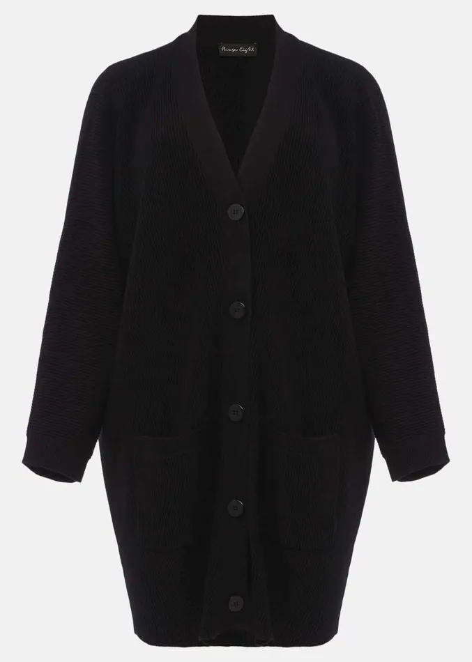 Annabella Ribbed Cocoon Cardigan Black Women Phase Eight Knitwear