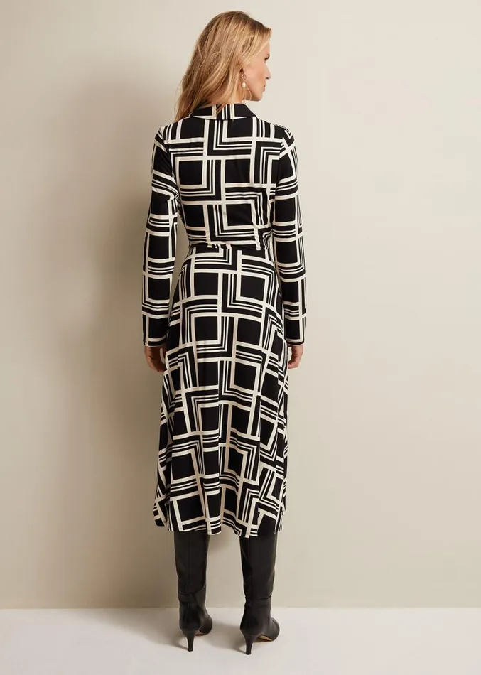 April Geo Midi Dress Blackmulti Women Phase Eight Dresses
