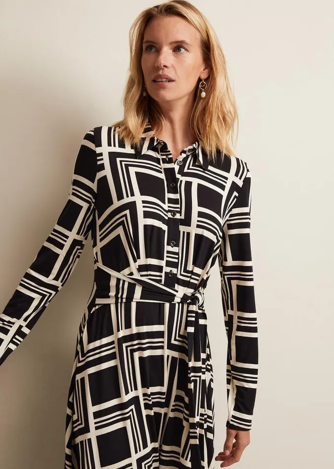 April Geo Midi Dress Blackmulti Women Phase Eight Dresses