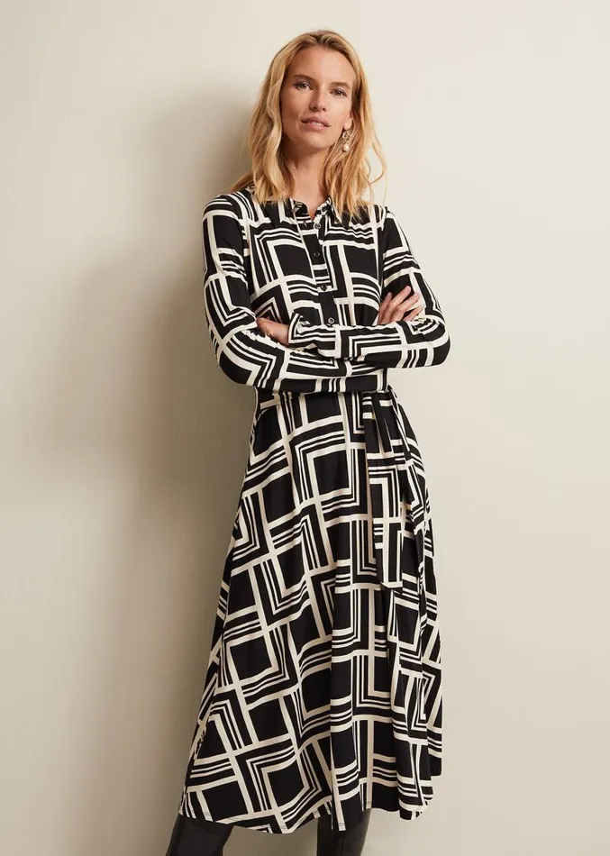 April Geo Midi Dress Blackmulti Women Phase Eight Dresses