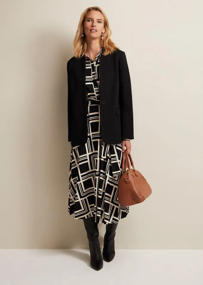 April Geo Midi Dress Blackmulti Women Phase Eight Dresses